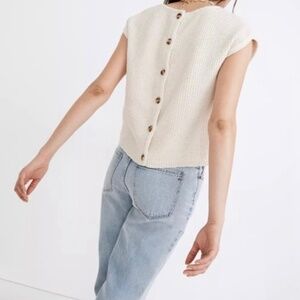 Madewell Large Boatneck Button-Back Sweater Tee